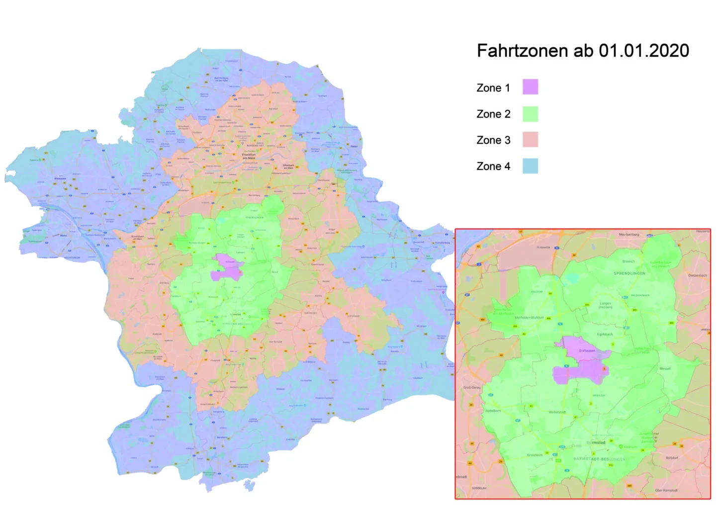 Zonen für Fahrtkosten